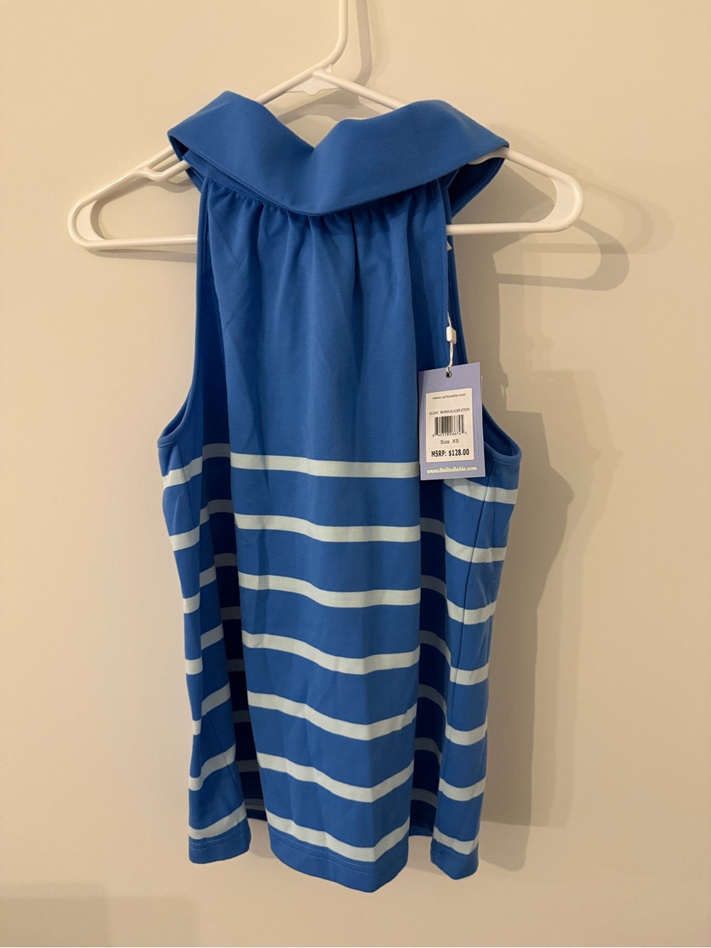 NWT Sail to Sable High Neck Striped Sleeveless Blouse Gold Detail Women’s XS